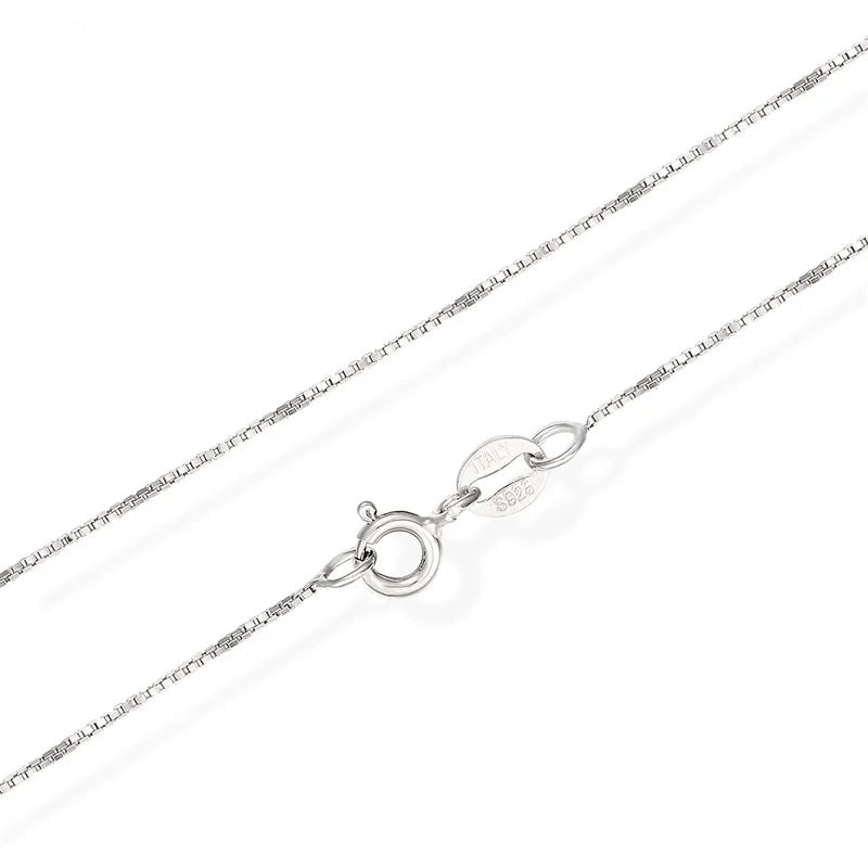 0.65mm Thin 925 Sterling Silver Slim Box Chain Short Choker Necklace for Women and Girls, Italian Jewellery, 40-45cm (16 inches)