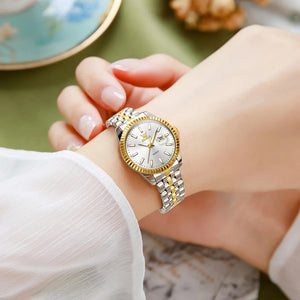 Fashion Quartz Watch with Round Dial and Stainless Steel Strap, featuring Calendar