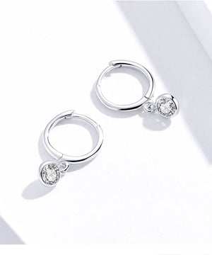 Authentic 925 Sterling Silver Zirconia Hoop Earrings for Women – Luxury Wedding Jewellery, Simple and Elegant