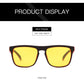 New Polarised Square Sunglasses for Men with Yellow Lens – Anti-Glare Night Vision Driving Glasses UV400 Eyewear