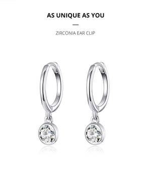 Authentic 925 Sterling Silver Zirconia Hoop Earrings for Women – Luxury Wedding Jewellery, Simple and Elegant