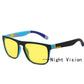 New Polarised Square Sunglasses for Men with Yellow Lens – Anti-Glare Night Vision Driving Glasses UV400 Eyewear