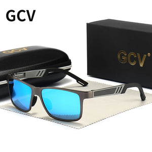 Men's UV400 Polarised Driving Glasses - Aluminium Magnesium Rectangle Shades