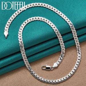 925 Sterling Silver 6mm Side Chain Necklace for Women and Men – Available in 16/18/20/22/24 Inches – Fashion Jewellery for Weddings, Engagements, and Gifts