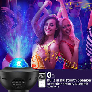 Colourful Starry Galaxy Projector Night Light with Bluetooth USB Music Player – Romantic Star Lamp Gift for Children