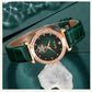 6-Piece Set Green Luxury Quartz Watch with Ring, Necklace, Earring, and Casual Ladies' Bracelet