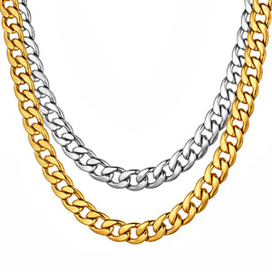 Punk 12mm Cuban Link Chain Necklace for Men – Gold & Silver Stainless Steel, Thick and Heavy Hip Hop Jewellery Gift