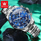 Luxury Quartz Chronograph Watch for Men with 43mm Big Dial, Waterproof Original Moons watch Hand Clock