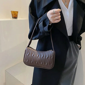 Luxury New Fashion Women’s Casual Underarm Bag - PU Leather Shoulder Messenger Bag in Solid Colour