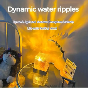 Dynamic Rotating Water Ripple Projector Light with 3/16 Colour Options, Flame Crystal Effect Lamp for Living Room, Study, and Bedroom