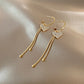 Korean Gold Colour Long Tassel Earrings for Women, Crystal Butterfly, Heart & Star Dangle, Elegant Party Jewellery