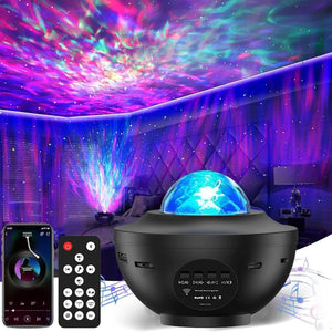 Colourful Starry Galaxy Projector Night Light with Bluetooth USB Music Player – Romantic Star Lamp Gift for Children