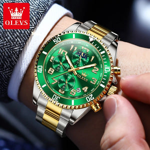 Luxury Quartz Chronograph Watch for Men with 43mm Big Dial, Waterproof Original Moons watch Hand Clock