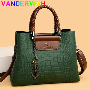 Luxury Designer Ladies' Handbags: 3-Layer Alligator Leather Crossbody Bag for Women