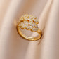 Luxury Rose Flower Zircon Butterfly Ring for Women | Gold Colour Stainless Steel | 2024 Wedding Aesthetic Jewellery Gift