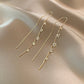 Korean Gold Colour Long Tassel Earrings for Women, Crystal Butterfly, Heart & Star Dangle, Elegant Party Jewellery