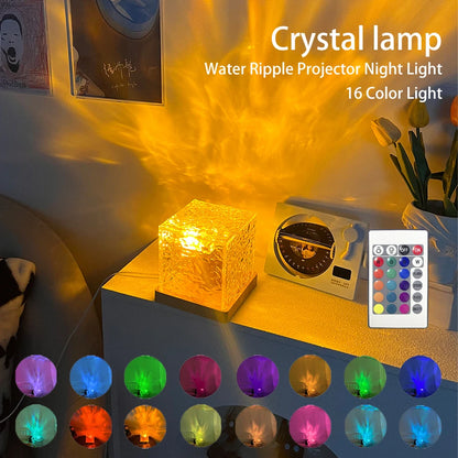 Dynamic Rotating Water Ripple Projector Light with 3/16 Colour Options, Flame Crystal Effect Lamp for Living Room, Study, and Bedroom