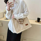 Women's Corduroy Tote Handbag with Letter Patch Decor, Multi-Pocket Shoulder and Crossbody Bag