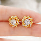 Dainty Gold-Tone Cubic Zirconia Stud Earrings for Women, Elegant Bridal Wedding Jewellery with a Luxury Design