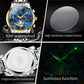 Men’s Stainless Steel Moon Phase Luminous Quartz Chronograph Waterproof Wristwatch – New Fashion Design