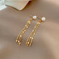 Korean Gold Colour Long Tassel Earrings for Women, Crystal Butterfly, Heart & Star Dangle, Elegant Party Jewellery