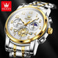 Men’s Stainless Steel Moon Phase Luminous Quartz Chronograph Waterproof Wristwatch – New Fashion Design