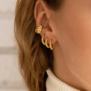 Trendy Twisted Round Huggies Earrings