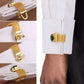 Luxury Crystal Cufflinks with Chain – Shiny Men's Shirt Wedding & Business Gift Accessories