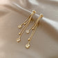 Korean Gold Colour Long Tassel Earrings for Women, Crystal Butterfly, Heart & Star Dangle, Elegant Party Jewellery