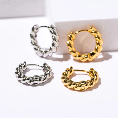 Playful and Versatile Gold Twisted Huggie Hoops - Cute Earrings for Women