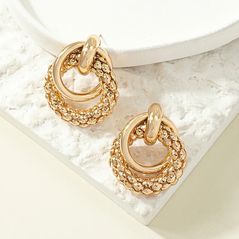 Gold Metal Wrap Twist Dangle Earrings for Women – New Fashion European Ear Jewellery