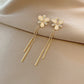 Korean Gold Colour Long Tassel Earrings for Women, Crystal Butterfly, Heart & Star Dangle, Elegant Party Jewellery