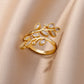 Luxury Rose Flower Zircon Butterfly Ring for Women | Gold Colour Stainless Steel | 2024 Wedding Aesthetic Jewellery Gift