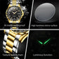 Golden Green Quartz Watch for Men Luxury Brand Diving Waterproof Stainless steel Rubber Strap Men's Watches Original