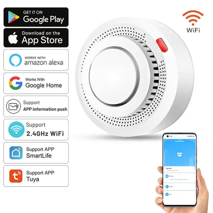 Smart WiFi Smoke Sensor Fire Protection Detector, 85dB Alarm, SmartLife App Control