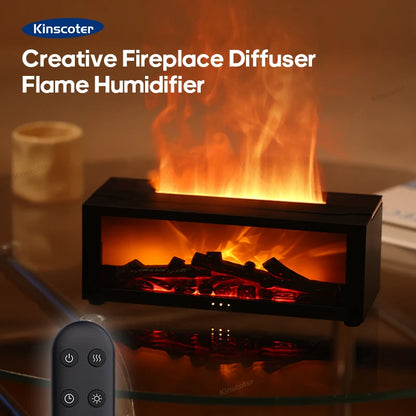 150ml Flame Aroma Diffuser & Humidifier with Remote Control, Waterless Auto-Off – Simulated Fireplace Design for Home, Ideal Gift