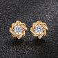 Dainty Gold-Tone Cubic Zirconia Stud Earrings for Women, Elegant Bridal Wedding Jewellery with a Luxury Design