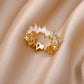 Luxury Rose Flower Zircon Butterfly Ring for Women | Gold Colour Stainless Steel | 2024 Wedding Aesthetic Jewellery Gift