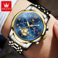 Men’s Stainless Steel Moon Phase Luminous Quartz Chronograph Waterproof Wristwatch – New Fashion Design