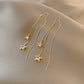 Korean Gold Colour Long Tassel Earrings for Women, Crystal Butterfly, Heart & Star Dangle, Elegant Party Jewellery