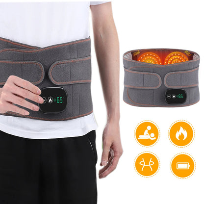 Electric Infrared Heated Belt with Red Light Therapy for Lumbar Support, Vibration Massage, and Pain Relief