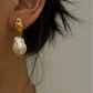 New French Retro Baroque Pearl Pendant Earrings for Women – Elegant Metal Party Accessories